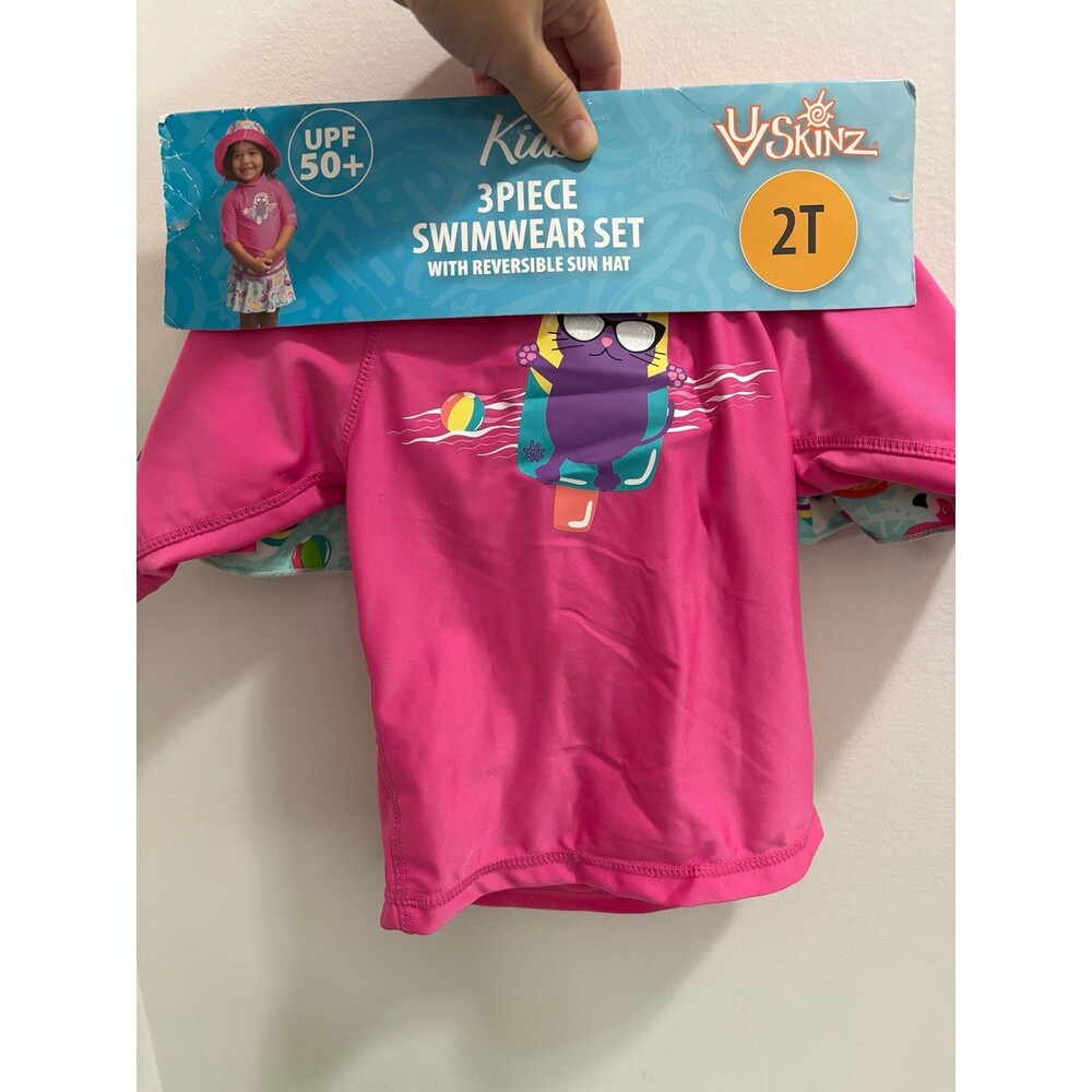 NWT Size 2T UPF 50+ 3 pcs toddler swimsuits set Pink UV Skinz